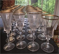 Set of 33 Mikasa Gold Rimmed Wine Glasses