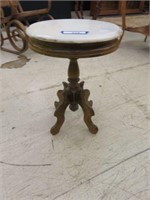 VICTORIAN STYLE MARBLE TOP TABLE 19"T X 14"W