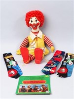 Collectible McDonalds Ties, Doll and Pins