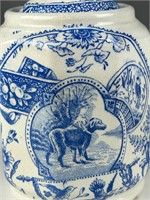 Incredible antique transfer ware sugar bowl Dog