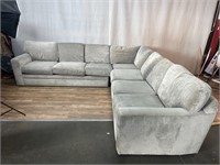 Grey Fabric 3 Piece Sectional Sofa Minor Stains