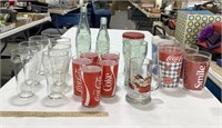 Coca Cola lot - 12 glass, 6 plastic, & 2 glass