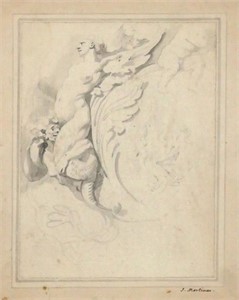 JOHN HAMILTON MORTIMER Ink Wash Drawing
