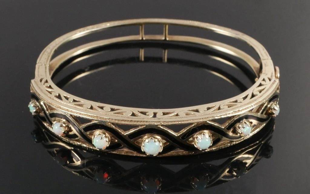 14K Opal Enamel Vintage Bracelet