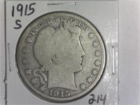 1915-S Barber Half Dollar