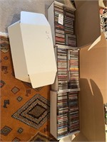 3 BOXES OF CD'S, 2 OF DVD'S & 1 BOX CASSETTES