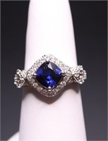 Blue sapphire dinner ring, lab created
