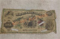 1867 Macon and Brunswick $1 note