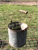 Wood handled Galvanized pail
