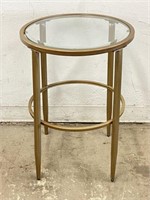 Metal Side Table with Beveled Glass Top