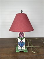 Art Deco Stained Glass Flowers Lamp