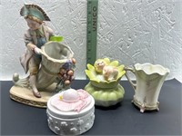 Ceramic Hat Trinket Box, Fairy Flower