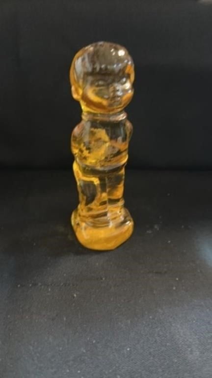 Cute Fenton 5 inch tall boy, yellow glass