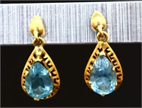 14k gold pear cut estate earrings