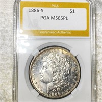 1886-S Morgan Silver Dollar PGA - MS 65 PL