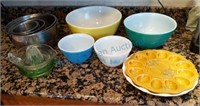Reamers, metal bowls egg plates