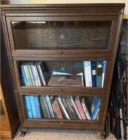 Antique Macey oak stacking bookcase and contents