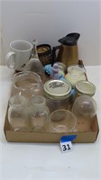 assorted jars and cups