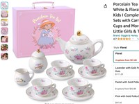 Porcelain Tea Set for Girls - White & Floral Tea