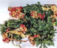 Lot of Faux Greens - 2 garlands/1 spray w/ bows