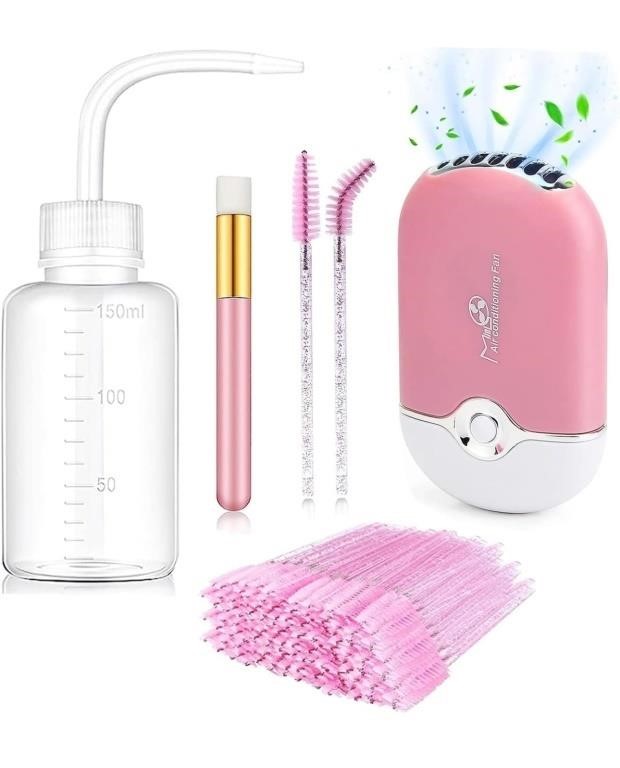 New,  Lash Cleaning Kit - Pink Mini Fan for