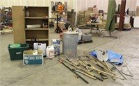 Assorted Yard Chemicals, Sprayers, Metal Can