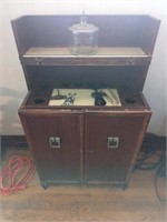 Vintage wood bar station with accessories
