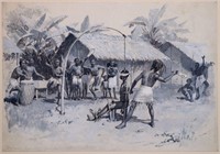 [Slavery, Africa]  Watercolor, Bayansi Execution