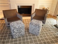 Pair of Wool Indian Handcrafted Ottomans