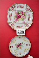 2 pretty rose plates - wall hanging - Germany