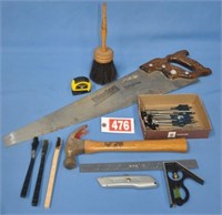 Asst'd carpenter tools, incl wood bits