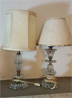 Pair of glass side lamps approx 18 inches tall