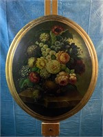 19th Century Oval Lacquered Still Life