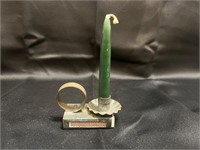 Vintage Tin Candlestick & Matchbox Holder