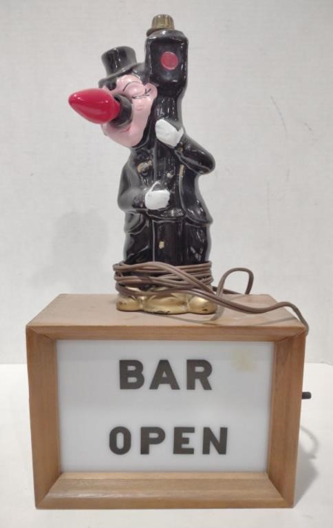 Ceramic Drunkard w/ Light Up Nose "Bar Open"