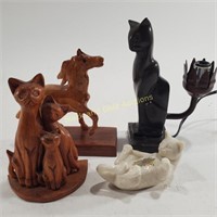 Collection of VTG Cat/Horse Lamp & Decor