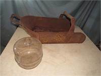 COAL SHUTTLE & GLASS STOVE KEROSENE JAR