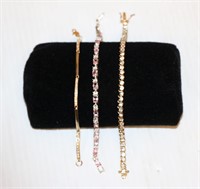 3 Tennis Bracelets - Givenchy, Rhinestones