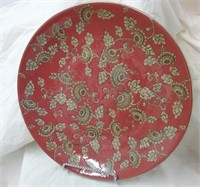 Large Rust Colored Decorative Plate & Stand