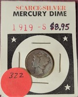 1919-S SILVER MERCURY DIME
