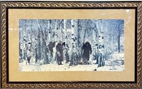 Cowboys in Winter, Lithograph Print
