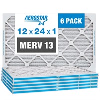 Aerostar 12x24x1 MERV 13 Pleated Air Filter, AC Fu