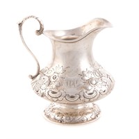 Early American engraved coin silver pitcher