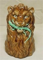 French Majolica Lion and Lizard Pitcher.