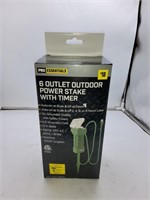Pro 6 outlet power stake with timer