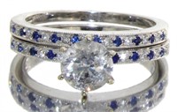 14kt Gold 1.40 ct Diamond & Sapphire Bridal Set