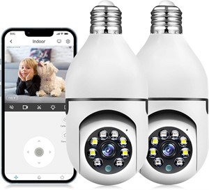NEW $43 2PK Light Bulb Security Camera Wireless