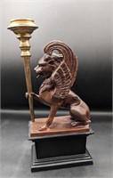 Sphinx Bronze Candlestick on Wooden Base