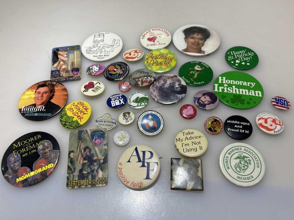 Pinback button collection.