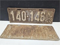 Matched 1923 Indiana License Plates